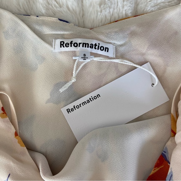 🌿|NWT| Reformation Parma Dress in Orange Motif - Picture 7 of 13